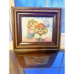 William Moninet Original Signed W. Moninet Framed Oil Canvas Clown Painting